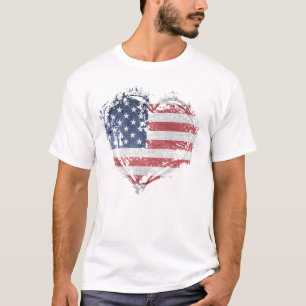 Patriotisches amerikanisches Herz in Grunge T-Shirt