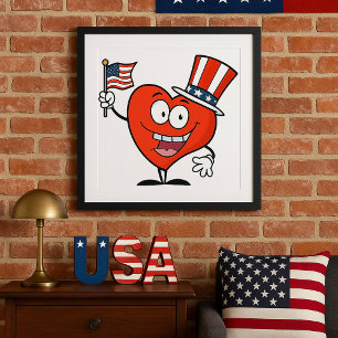 Patriotisches amerikanisches Herz Poster