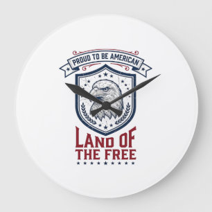Patriotisches Amerikanisches Schild Adler Vintage- Große Wanduhr