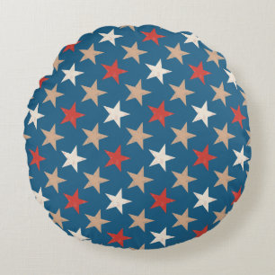 Patriotisches amerikanisches Sterne-Muster Rundes Kissen