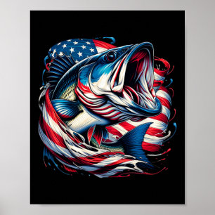 Patriotisches Angeln 4. Juli Männer Amerikanische Poster