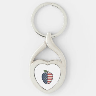 Patriotisches Apfel-Vintage-Stichvektor-Design_1 Schlüsselanhänger