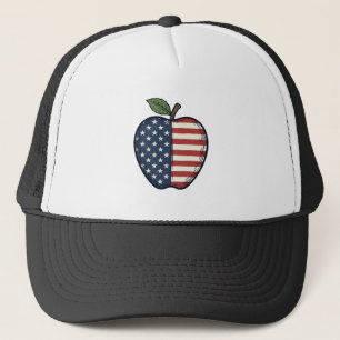 Patriotisches Apfel-Vintage-Stichvektor-Design_1 Truckerkappe