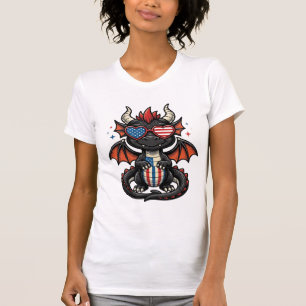 Patriotisches Baby-Drache Vintage-Vector-Shirt-Des T-Shirt