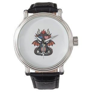 Patriotisches Baby-Drache Vintage-Vektor-Shirt-Des Armbanduhr