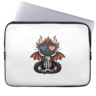 Patriotisches Baby-Drache Vintage-Vektor-Shirt-Des Laptopschutzhülle
