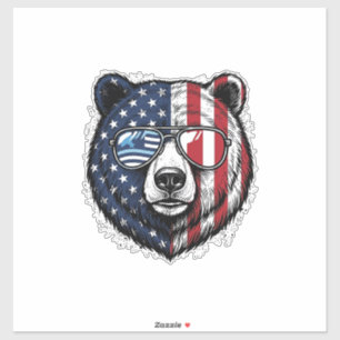 Patriotisches Bär-Brillen-Vintage-Vector-Shirt_1 Aufkleber