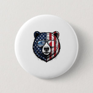 Patriotisches Bär-Brillen-Vintage-Vector-Shirt_1 Button