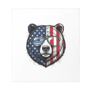 Patriotisches Bär-Brillen-Vintage-Vector-Shirt_1 Notizblock