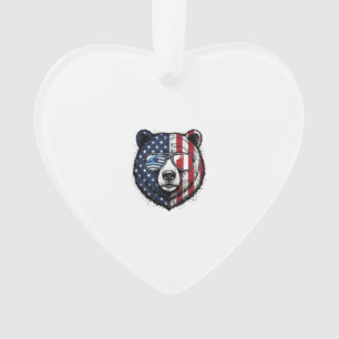 Patriotisches Bär-Brillen-Vintage-Vector-Shirt_1 Ornament