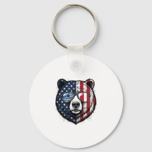 Patriotisches Bär-Brillen-Vintage-Vector-Shirt_1 Schlüsselanhänger