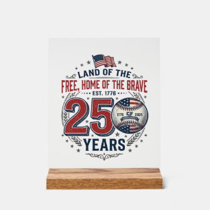 Patriotisches Baseball 250 Jahre Vintage-Shirt-Des Acrylschild