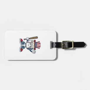 Patriotisches Baseball-Maskottchen Vintage-Stich-D Gepäckanhänger