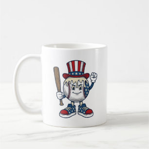 Patriotisches Baseball-Maskottchen Vintage-Stich-D Kaffeetasse