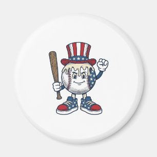 Patriotisches Baseball-Maskottchen Vintage-Stich-D Magnet