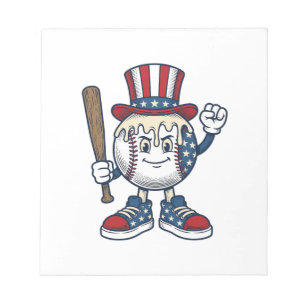 Patriotisches Baseball-Maskottchen Vintage-Stich-D Notizblock