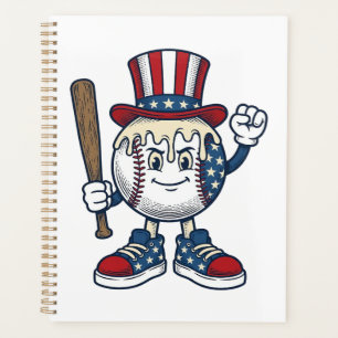 Patriotisches Baseball-Maskottchen Vintage-Stich-D Planer