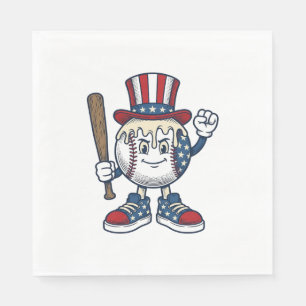Patriotisches Baseball-Maskottchen Vintage-Stich-D Serviette