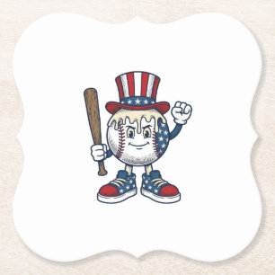 Patriotisches Baseball-Maskottchen Vintage-Stich-D Untersetzer