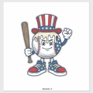 Patriotisches Baseball-Maskottchen Vintage-Stichde Aufkleber