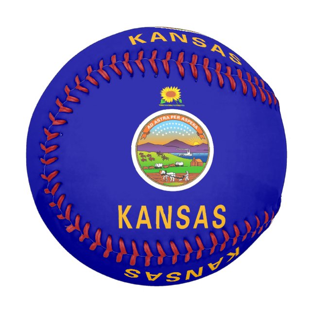 Patriotisches Baseball mit Flagge von Kansas, USA (Vorderseite Links)