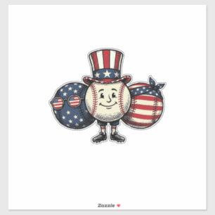 Patriotisches Baseball-Trio Vintage-Vector-Shirt_1 Aufkleber