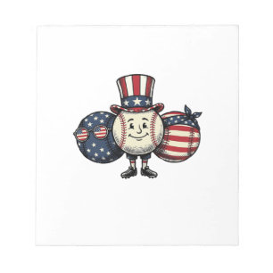 Patriotisches Baseball-Trio Vintage Vector Shirt_1 Notizblock