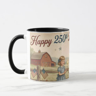 Patriotisches Bauernhaus, Vintage Happy 250. USA 2 Tasse