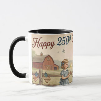 Patriotisches Bauernhaus, Vintage Happy 250. USA 2 Tasse