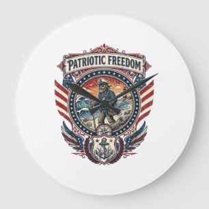 Patriotisches Beachcomber-Vektorgrafik-T-Shirt_1 Große Wanduhr