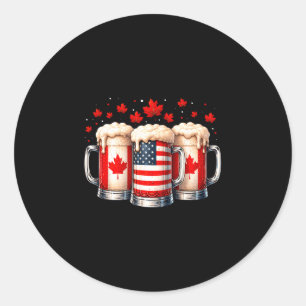 Patriotisches Bier Kanada USA-Flagge Ahornblatt ka Runder Aufkleber