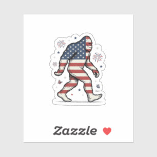 Patriotisches Bigfoot-Vintage-Stickerei-Shirt-Desi Aufkleber