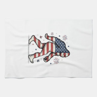 Patriotisches Bigfoot-Vintage-Stickerei-Shirt-Desi Geschirrtuch