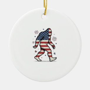 Patriotisches Bigfoot-Vintage-Stickerei-Shirt-Desi Keramik Ornament