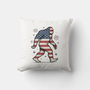 Patriotisches Bigfoot-Vintage-Stickerei-Shirt-Desi Kissen