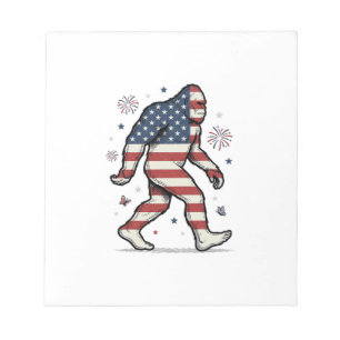 Patriotisches Bigfoot-Vintage-Stickerei-Shirt-Desi Notizblock