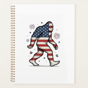 Patriotisches Bigfoot-Vintage-Stickerei-Shirt-Desi Planer