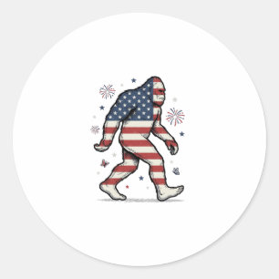 Patriotisches Bigfoot-Vintage-Stickerei-Shirt-Desi Runder Aufkleber