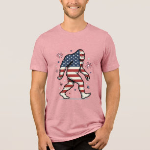 Patriotisches Bigfoot-Vintage-Stickerei-Shirt-Desi Tri-Blend Shirt