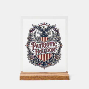 Patriotisches Blumen Vintage Vektorgrafik T-Shirt Acrylschild