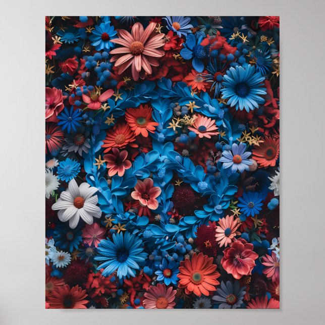 Patriotisches Blumenfriedensymbol-Poster Poster (Vorne)