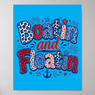 Patriotisches Bootfahren und Schwimmen Sommer Boot Poster