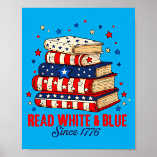 Patriotisches Buch 4. Juli Lesen Weiß Blau Poster