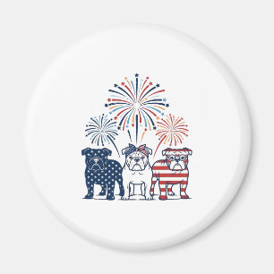 Patriotisches Bulldog-Feuerwerk Vintage-Vektordesi Magnet