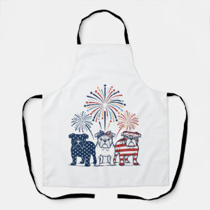 Patriotisches Bulldog-Feuerwerk Vintage-Vektordesi Schürze
