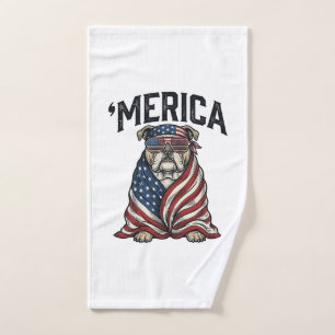 Patriotisches Bulldog 'Merica Vintage-Vector-Shirt Handtuch