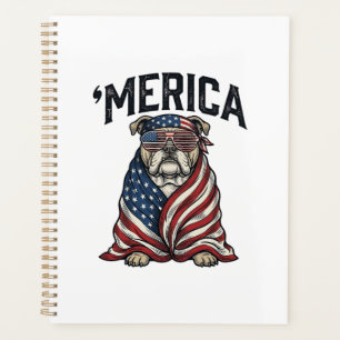 Patriotisches Bulldog 'Merica Vintage-Vector-Shirt Planer