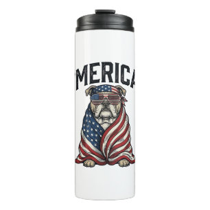 Patriotisches Bulldog 'Merica Vintage-Vector-Shirt Thermosbecher