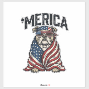 Patriotisches Bulldog 'Merica Vintage Vector T-Shi Aufkleber