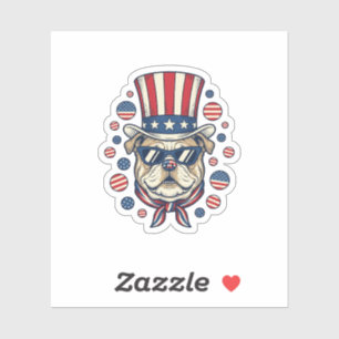 Patriotisches Bulldog-Vintage-Stickerei-Shirt-Desi Aufkleber